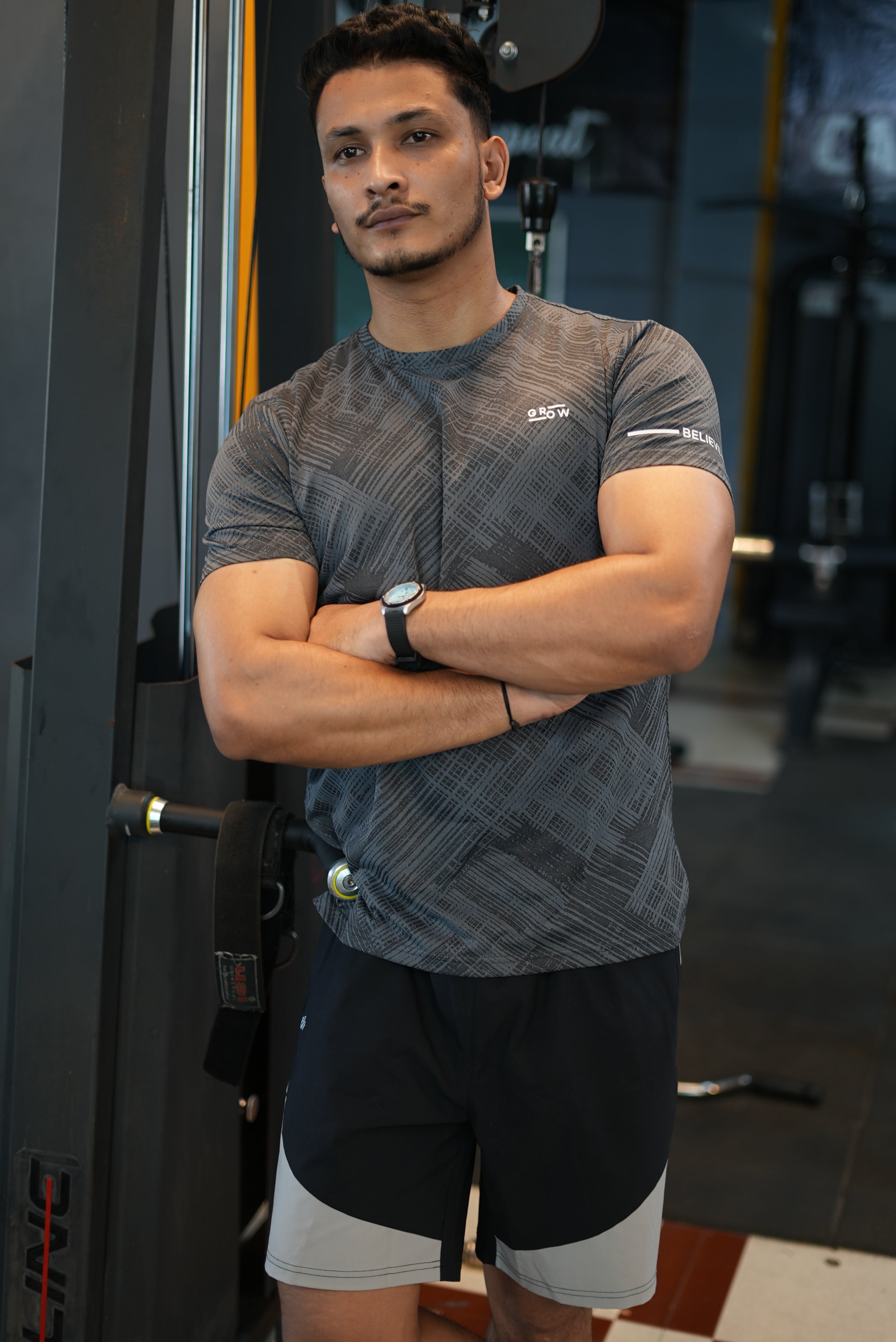 Ace Performance Stylish Jacquard T-Shirt Dark Anthra